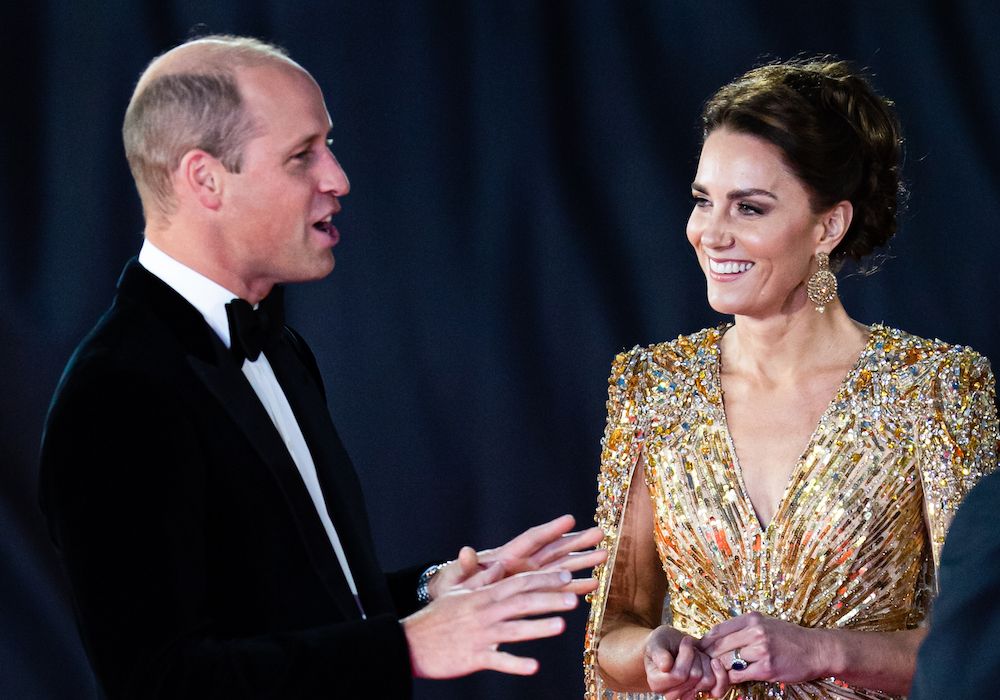 Catherine, Duchess of Cambridge and Prince William, Duke of Cambridge attend the &quot;No Time To Die&quot; World Premiere at Royal Albert Hall on September 28, 2021 in London, England.