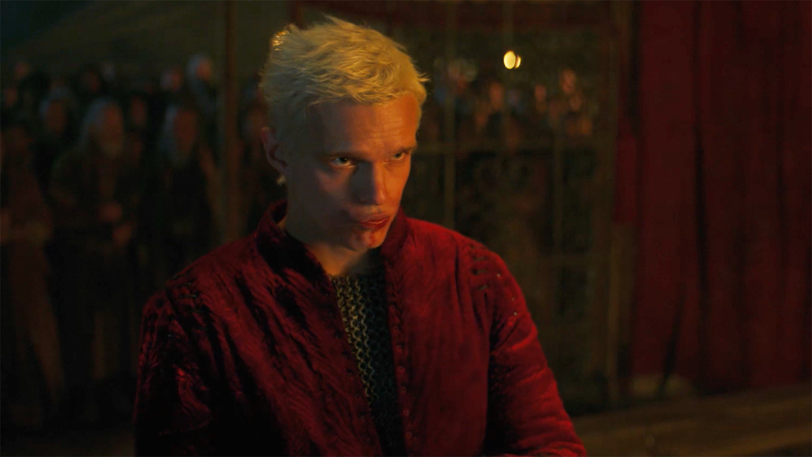 Aerion pouting and looking at an off-camera Dunk in A Knight of the Seven Kingdoms episode 3