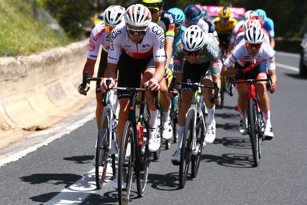ETNA PIAZZALE RIFUGIO SAPIENZA ITALY MAY 10 LR Davide Villella of Italy and Team Cofidis and Stefano Oldani of Italy and Team Alpecin Fenix compete in the breakaway during the 105th Giro dItalia 2022 Stage 4 a 172km stage from Avola to Etna Piazzale Rifugio Sapienza 1899m Giro WorldTour on May 10 2022 in Etna Piazzale Rifugio Sapienza Italy Photo by Tim de WaeleGetty Images