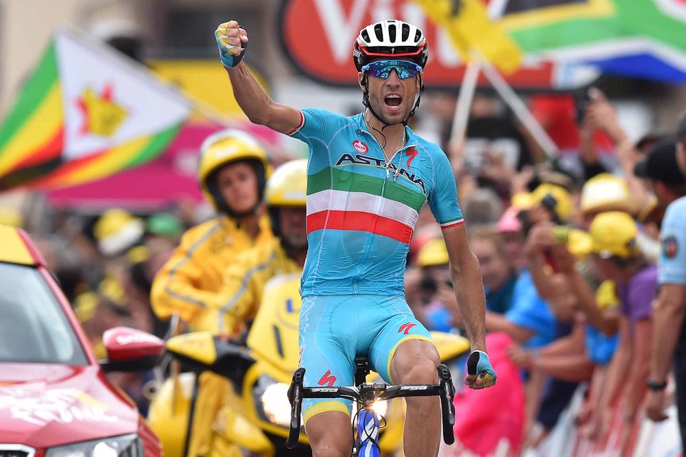Vincenzo Nibali (Astana) wins stage 19 of the 2015 Tour de France.