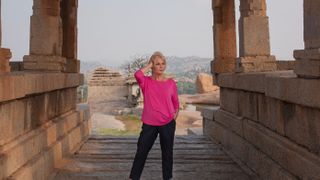 Joanna Lumley in the city of Hampi in India