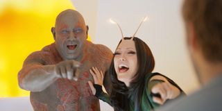 Drax and Mantis laughing in Guardians 2