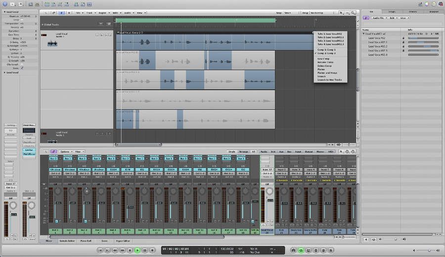 The Quick Swipe feature makes comping audio easy