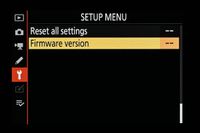 Nikon menu screens for firmware updates