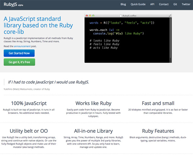 Use your Ruby skills in Javascript land