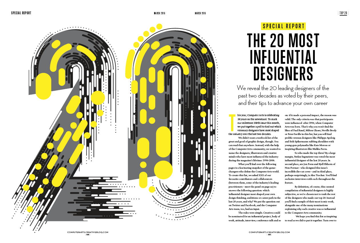 Discover the 20 most influential designers and illustrators of the last two decades inside Computer Arts' 20th anniversary issue