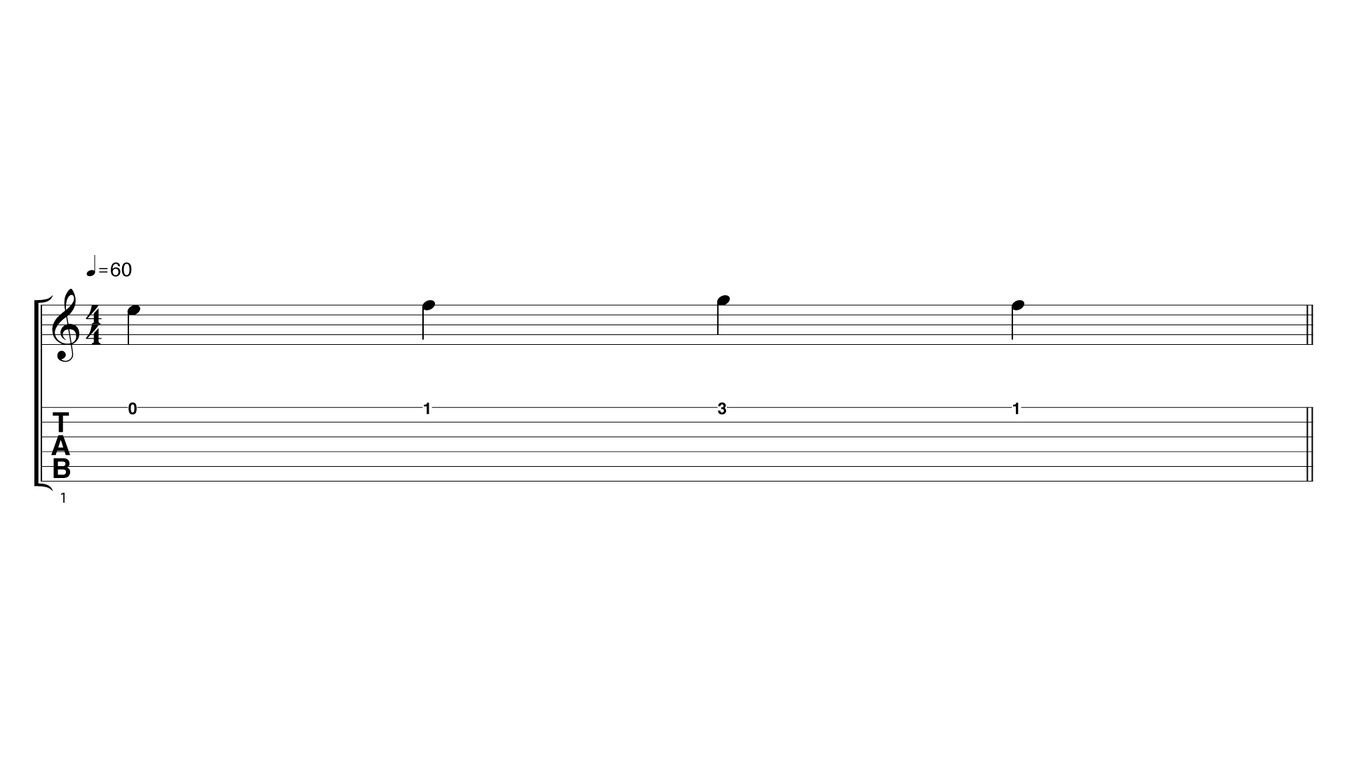 Fretted notes and tab