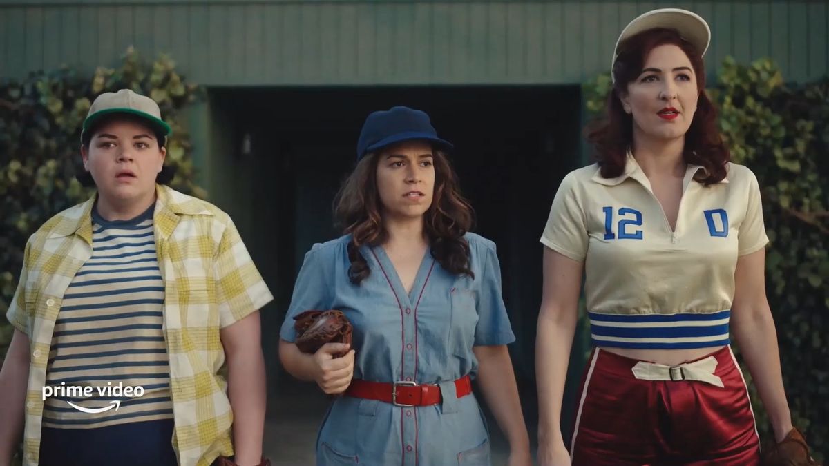 Abbi Jacobson and D&#039;Arcy Carden in A League of Their Own