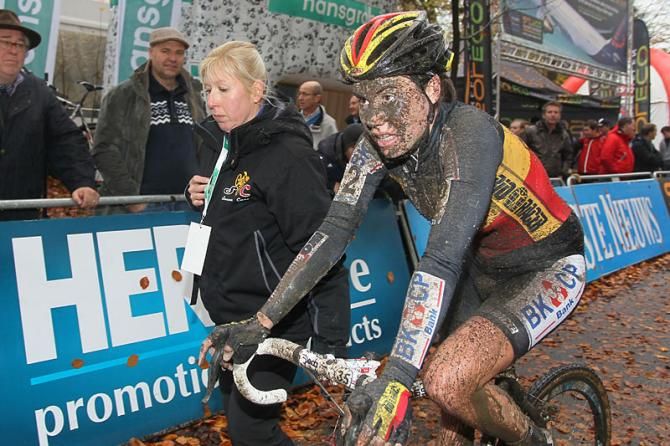 Belgian champion Sanne Cant after her third place finish at Superprestige Gavere