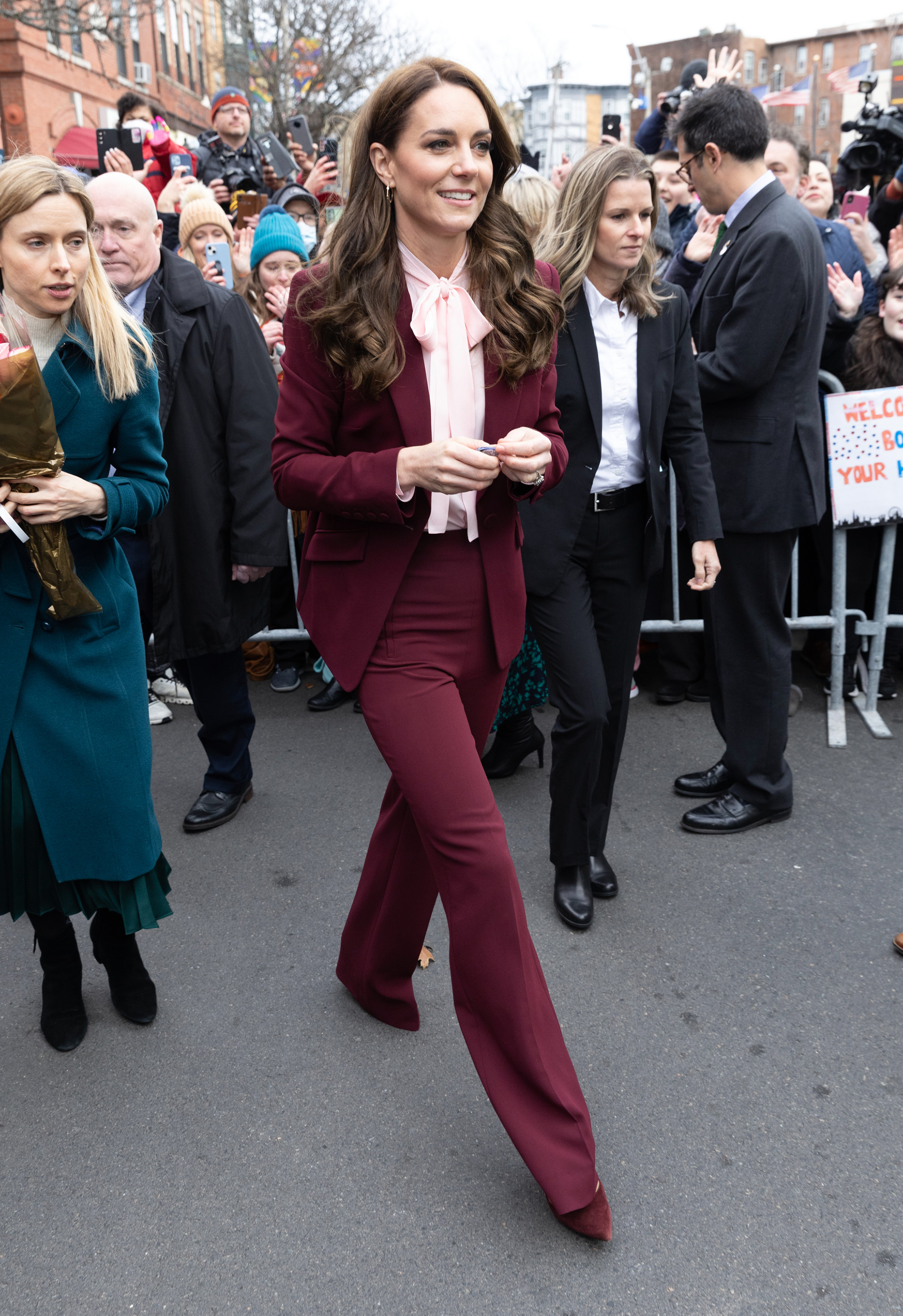 BOSTON, MASSACHUSETTS - DECEMBER 01: (NO UK Sales For 28 Days Post Create Date) Catherine, Princess of Wales during a visit to Roca, a non-profit organisation focusing on high-risk young people between the ages of 16-24 years old at the centre of urban violence on December 01, 2022 in Boston, Massachusetts. The Prince and Princess of Wales are visiting the coastal city of Boston to attend the second annual Earthshot Prize Awards Ceremony, an event which celebrates those whose work is helping to repair the planet. During their trip, which will last for three days, the royal couple will learn about the environmental challenges Boston faces as well as meeting those who are combating the effects of climate change in the area. (Photo by Samir Hussein - Pool/WireImage)