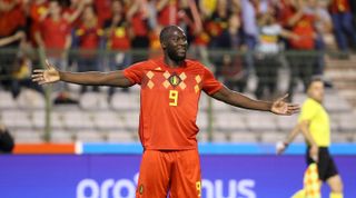 BRUSSELS, BELGIUM - OCTOBER 12: Romelu Lukaku of Belgium celebrates his second goal during the UEFA Nations League A group two match between Belgium and Switzerland at King Baudouin Stadium, Stade Roi Baudouin on October 12, 2018 in Brussels, Belgium. (Photo by Jean Catuffe/Getty Images)
