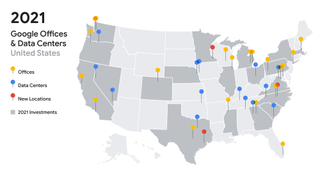 Regions where Google has office and data centre facilities