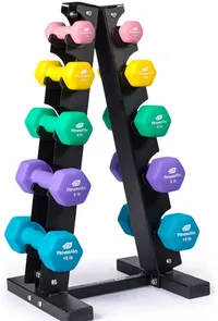 Fitness Alley neoprene best dumbbells set with A-frame rack