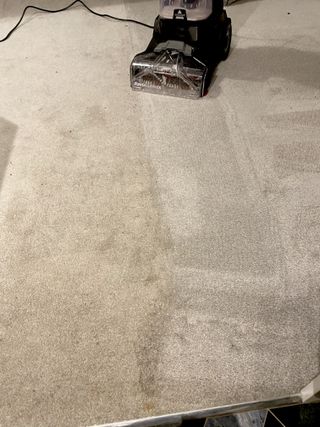 half cleaned carpet