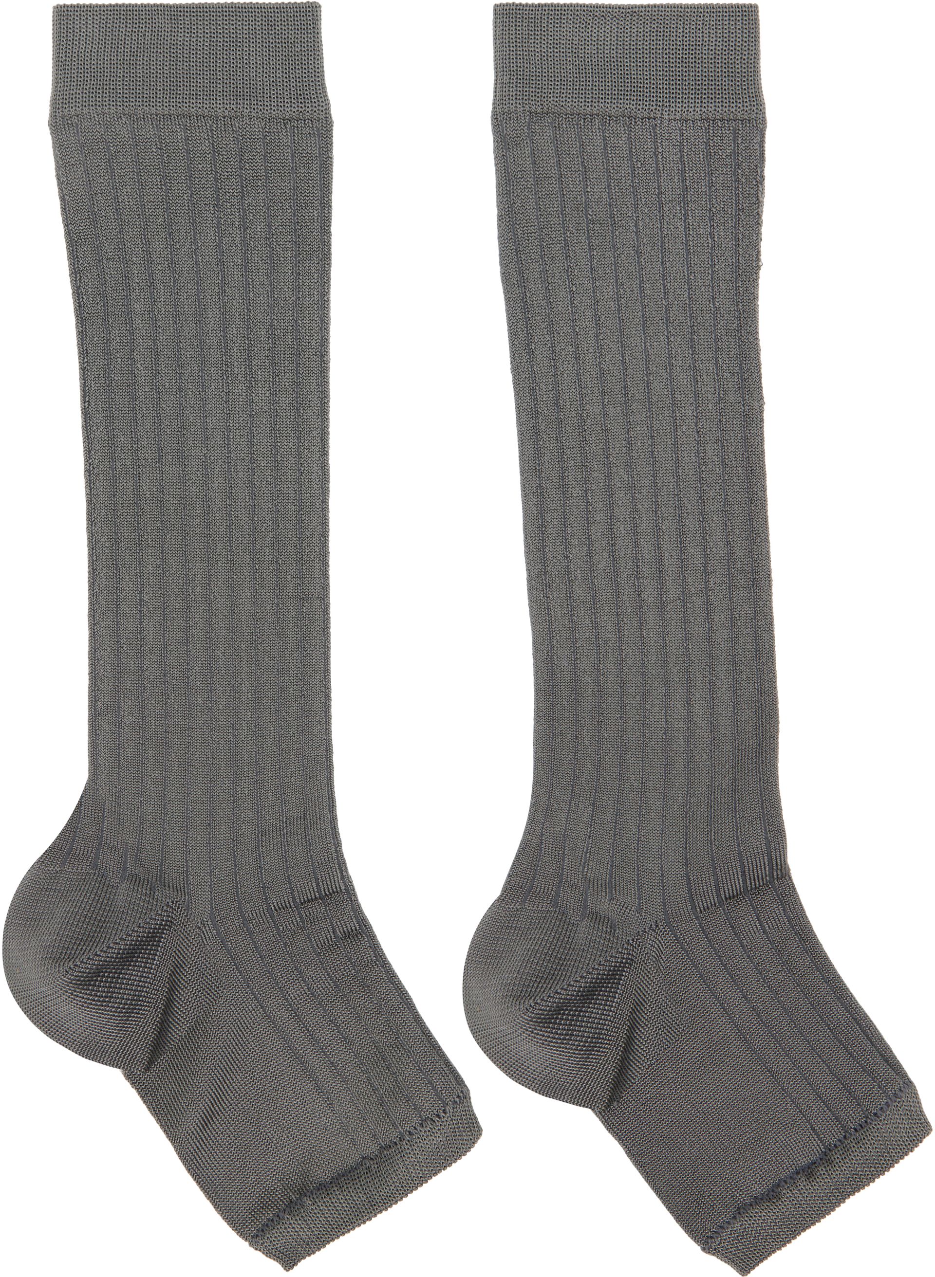 Ssense Exclusive Gray Long Toeless Socks