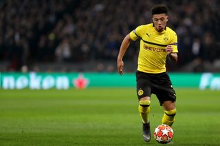 Jadon Sancho in action for Borussia Dortmund, February 2018