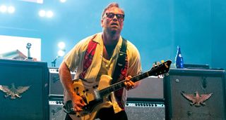 Dan Auerbach of the Black Keys plays a Supro Martinique electric guitar live onstage in London, 2024