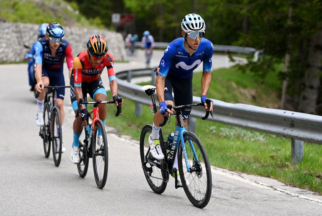 Carlos Verona (Movistar) leads the breakaway on stage 19 of the Giro d&#039;Italia