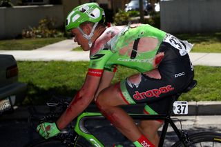 Toms Skujins (Cannondale-Drapac) crashed hard while descending on stage 2, breaking his collarbone