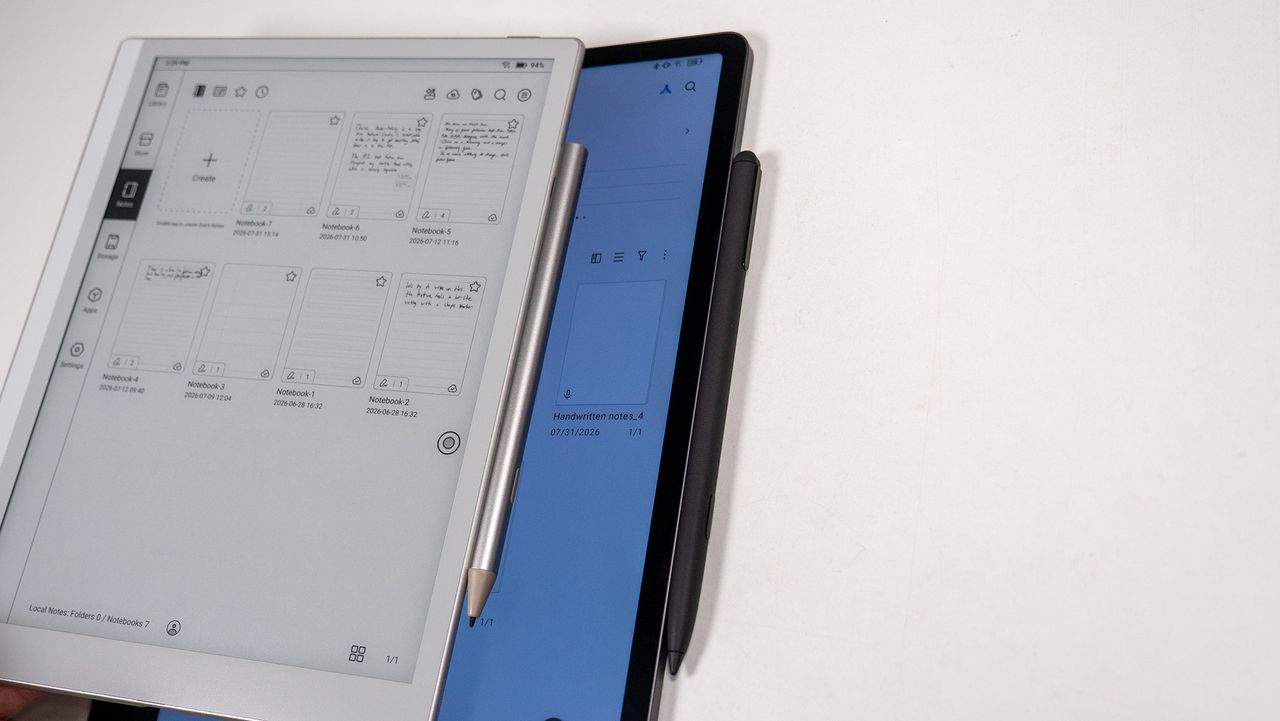 Comparing the stylus mount position between the Boox Go 10.3 Gen II and the TCL Note A1 NXTPAPER