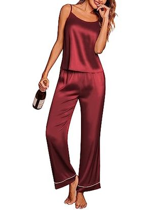 Ekouaer Satin Pajamas Sleeveless Pjs Set