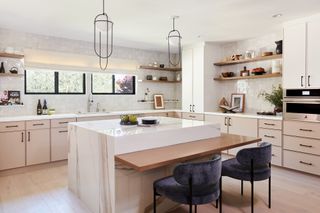 white Californian kitchen with zellige tiles by LH Designs