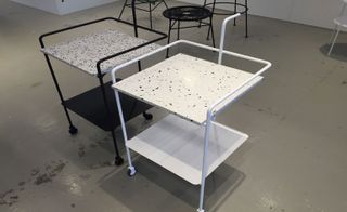 OK Design studio released these new office-style trolleys on wheels, with a terrazzo top finish