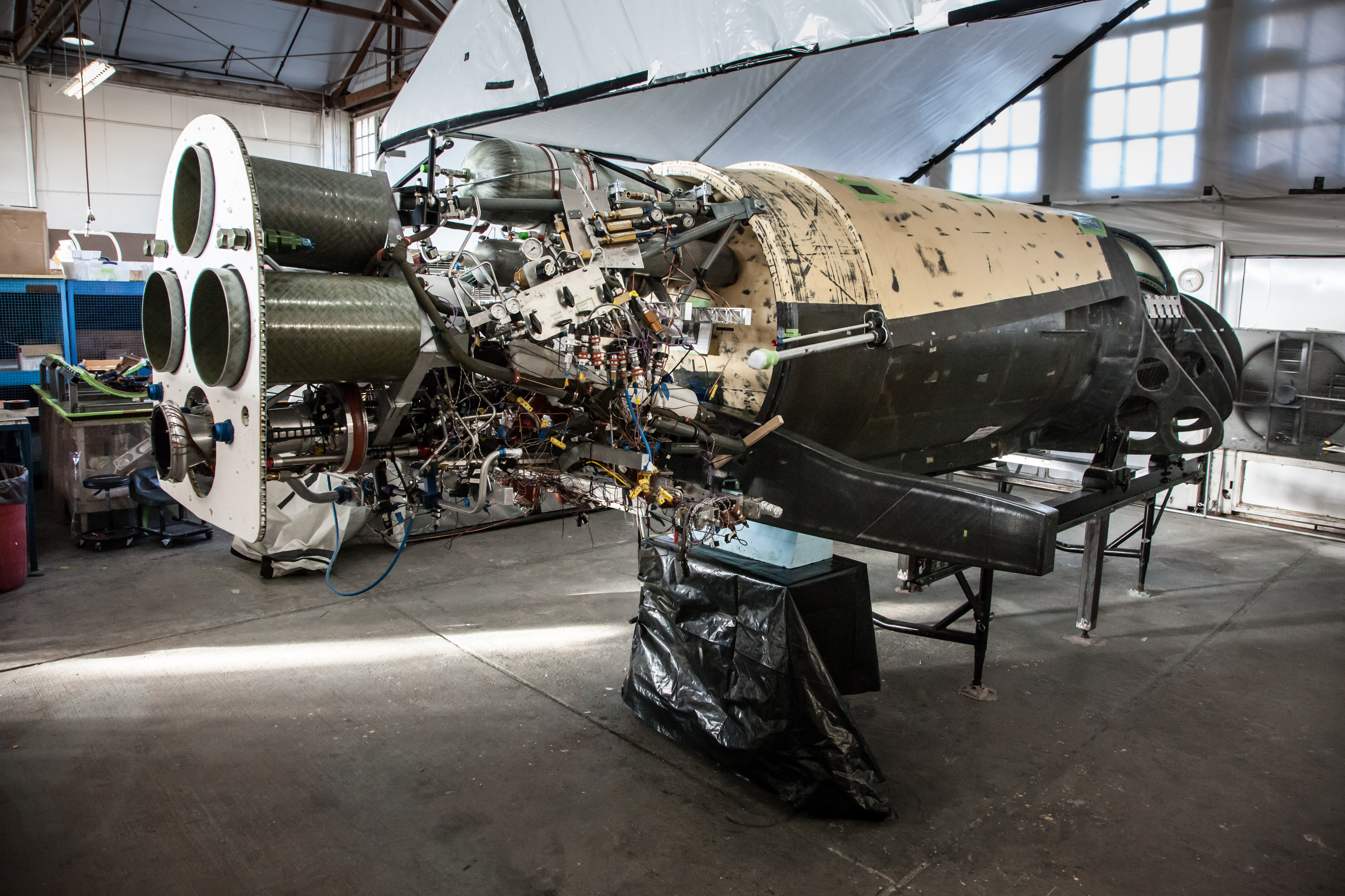 XCOR Aerospace&#039;s Lynx space plane under construction in late 2014 at the Mojave Air and Space Port in California.