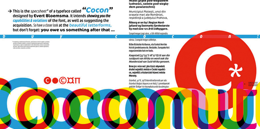 Cocon is a playful typeface, as seen here in the specimen