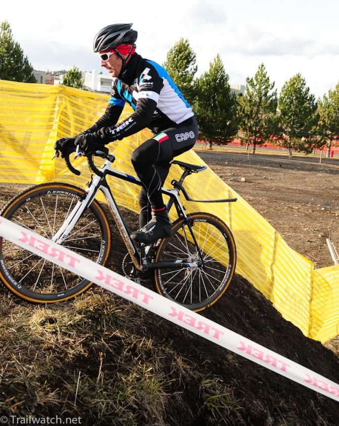 A rider tries to dial in one of the steep climbs before the race