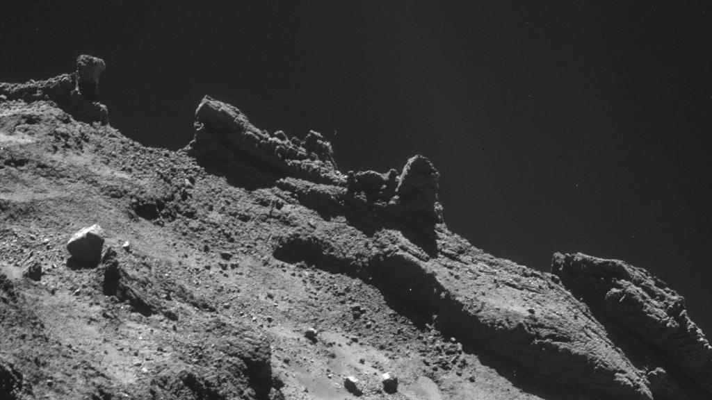 Organic molecules have been found in many other places in the solar system including Comet 67P/Churyumov-Gerasimenk. Here, the jagged landscape of the nucleus of comet 67P/Churyumov-Gerasimenk was captured in an image taken by ESA’s Rosetta spacecraft.