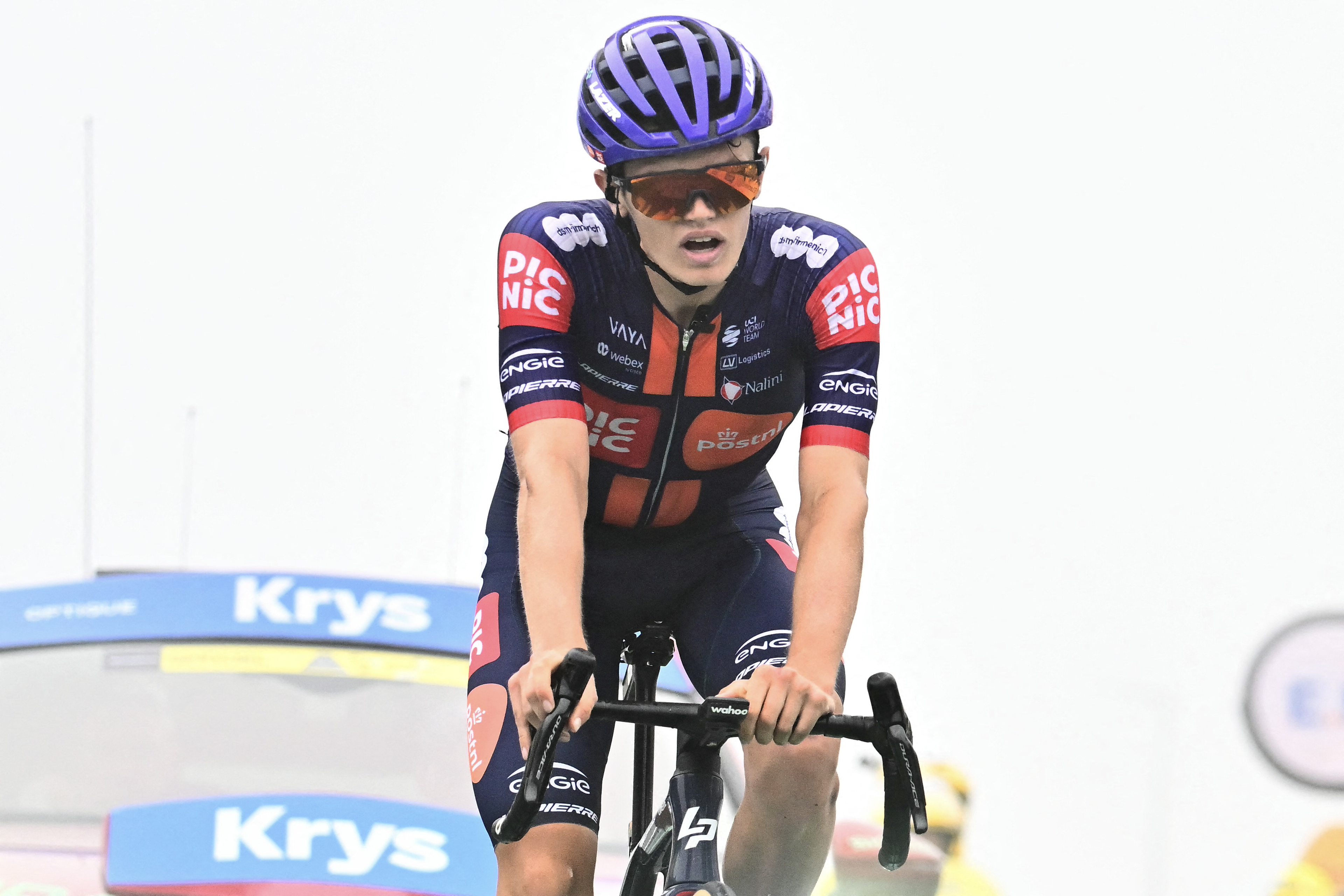 Oscar Onley finishes stage 14 of the Tour de France