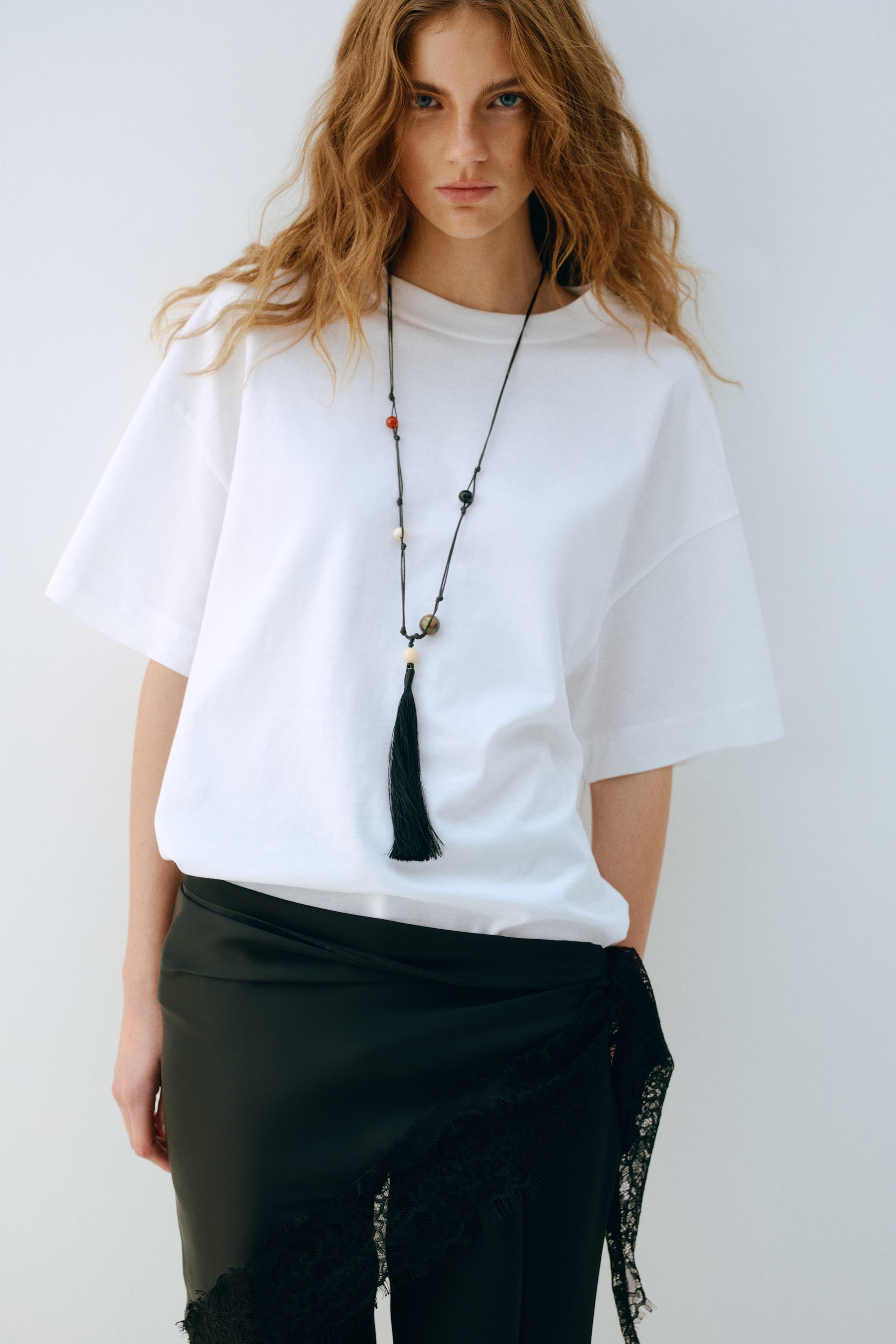 Beaded Cord Necklace - Black/brown