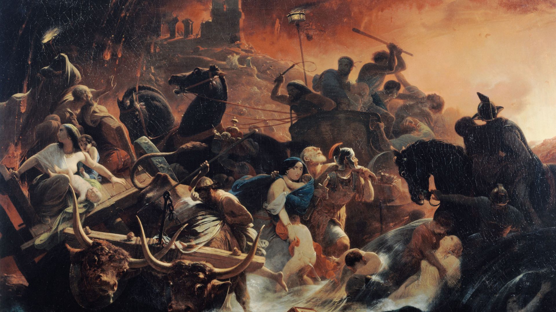 A painting depicting the last days of Pompeii