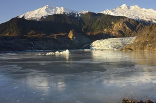 Here, Alaska's Mendenhall Glacier, as seen in 2015, revealing the glacier had retreated a distance of around 1,800 feet (550 meters) since 2007.