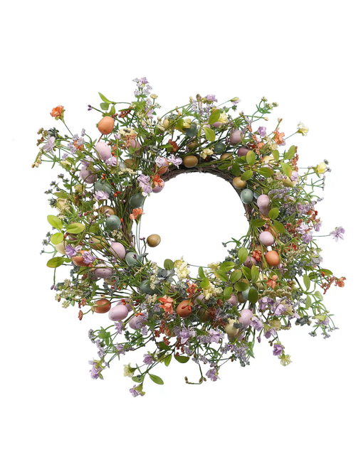 20" Soft Flower & Egg Wreath