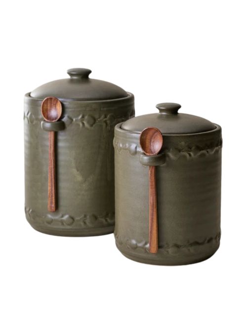 Emilie Dark Olive Canister + Scoop