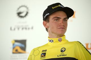 Sepp Kuss (LottoNL-Jumbo) takes the yellow leader's jersey after stage 2 of the 2018 Tour of Utah