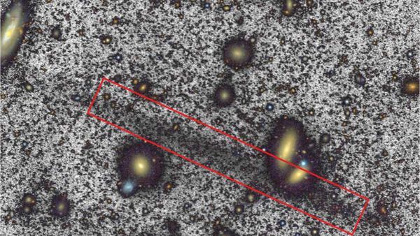 A map of galaxies with a large stream of stars running through it