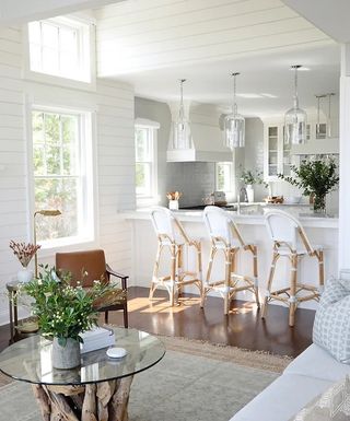 All white kitchen with greenery