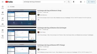 A screenshot of exchange rate bug videos on YouTube