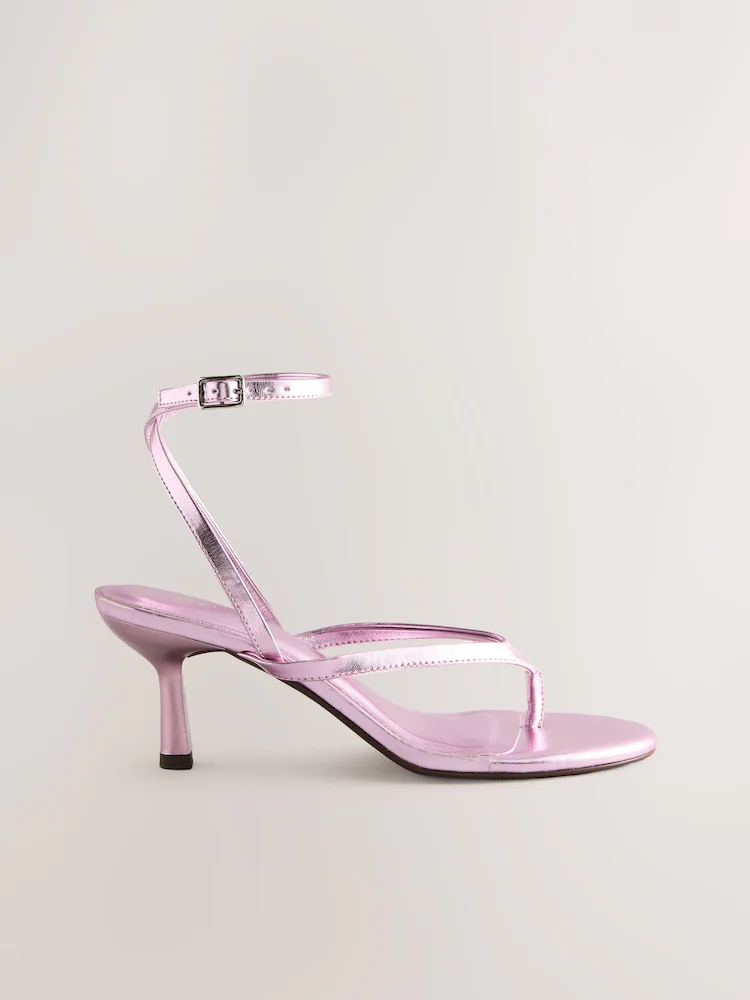 Next, Round Toe Post Ankle Wrap Heels
