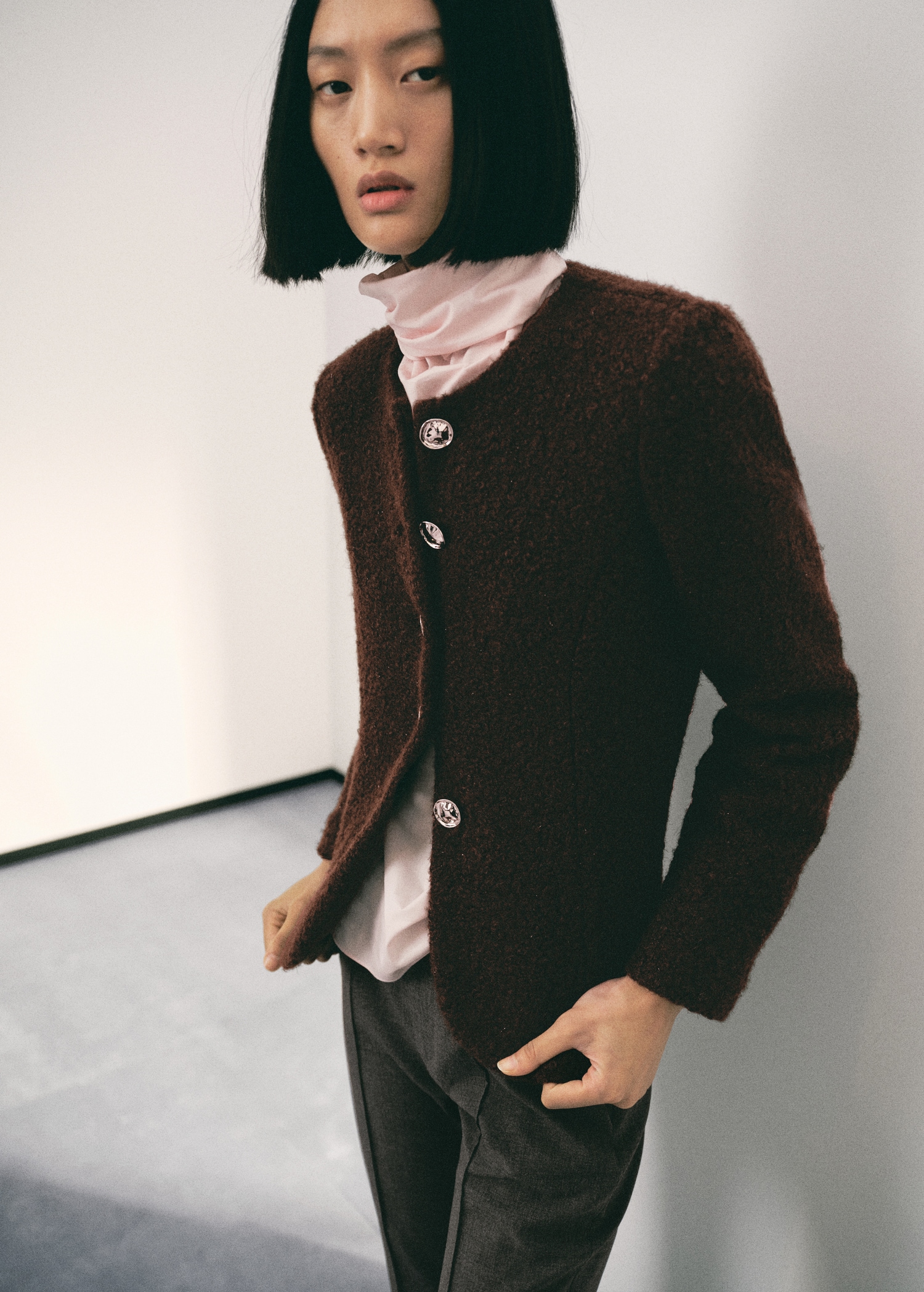 Boucl&amp;eacute; Jacket With Jewel Buttons - Women | Mango United Kingdom