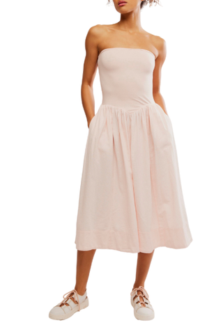 Free People Onda Strapless Midi Dress (Was $78) 