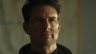 A close up of Tom Cruise in Top Gun: Maverick