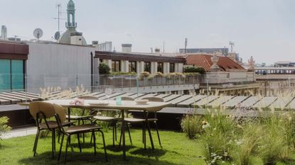 Garden rooftop of Horto, one of Wallpaper’s best Milan restaurants, looking out over the city