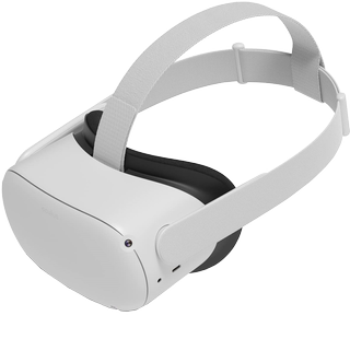 The Oculus Quest 2 headset over a white background. No controllers.