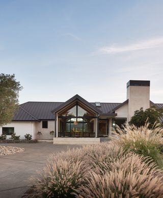 a modern home in napa valley with a gray roof