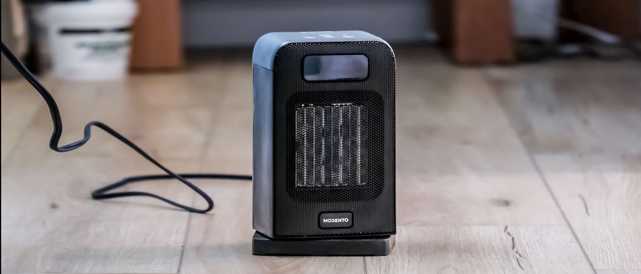 Morento space heater on wooden floor