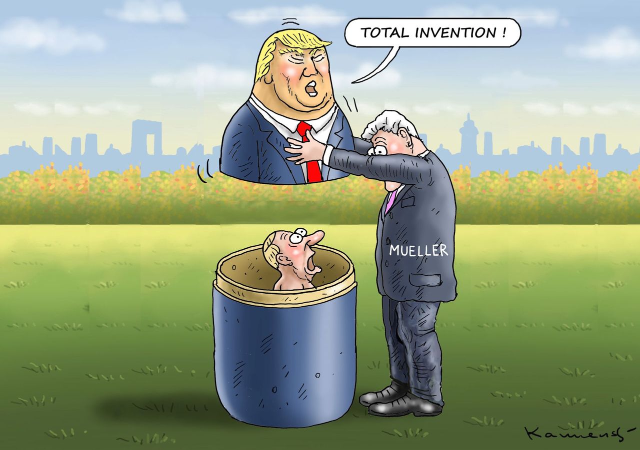 Political cartoon U.S. Trump Putin Russia investigation Mueller